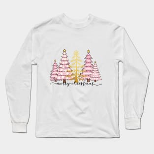 Merry christmas in Pink and Gold Long Sleeve T-Shirt